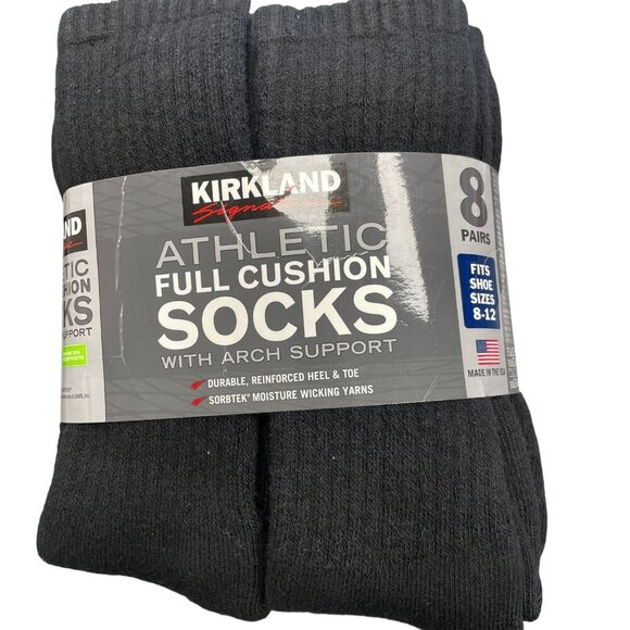 NEW Kirkland Signature Men's Sizes 8-12 Athletic Full Cushion Socks 8- Pairs - Picture 1 of 4